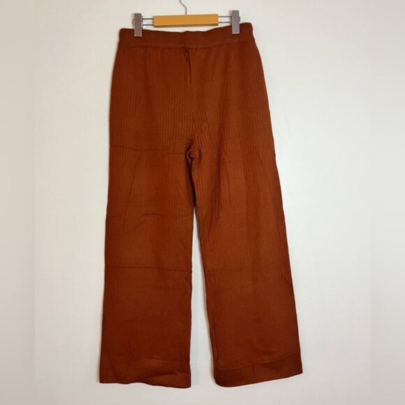 Lillusory Women’s Ribbed Knit Wide Leg Pants - Brown - Size L - Picture 8 of 11